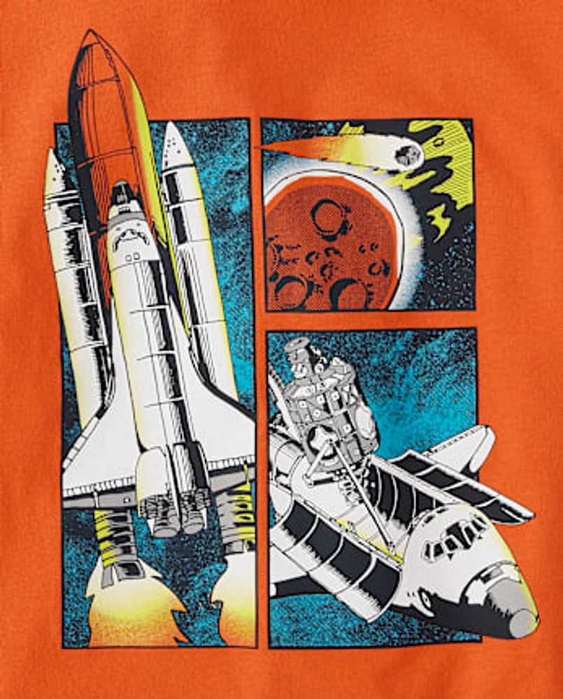 Boys Spaceship Comic Graphic Tee