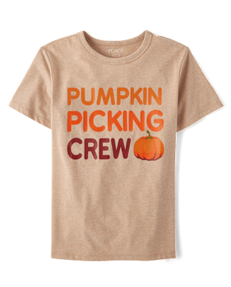 Kids Matching Family Pumpkin Picking Crew Graphic Tee