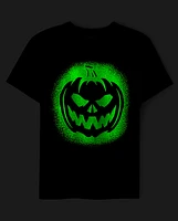 Boys Glow Pumpkin Face Graphic Tee