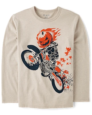 Boys Pumpkin Biker Graphic Tee