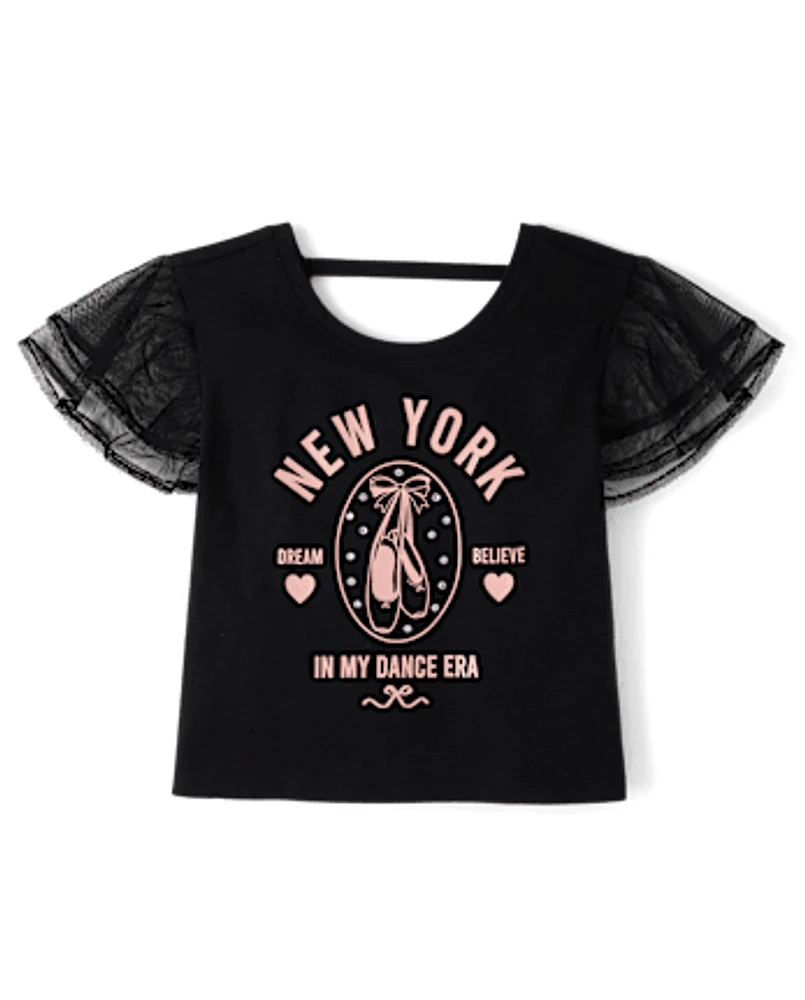 Girls Graphic Flutter Top