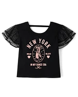 Girls Graphic Flutter Top