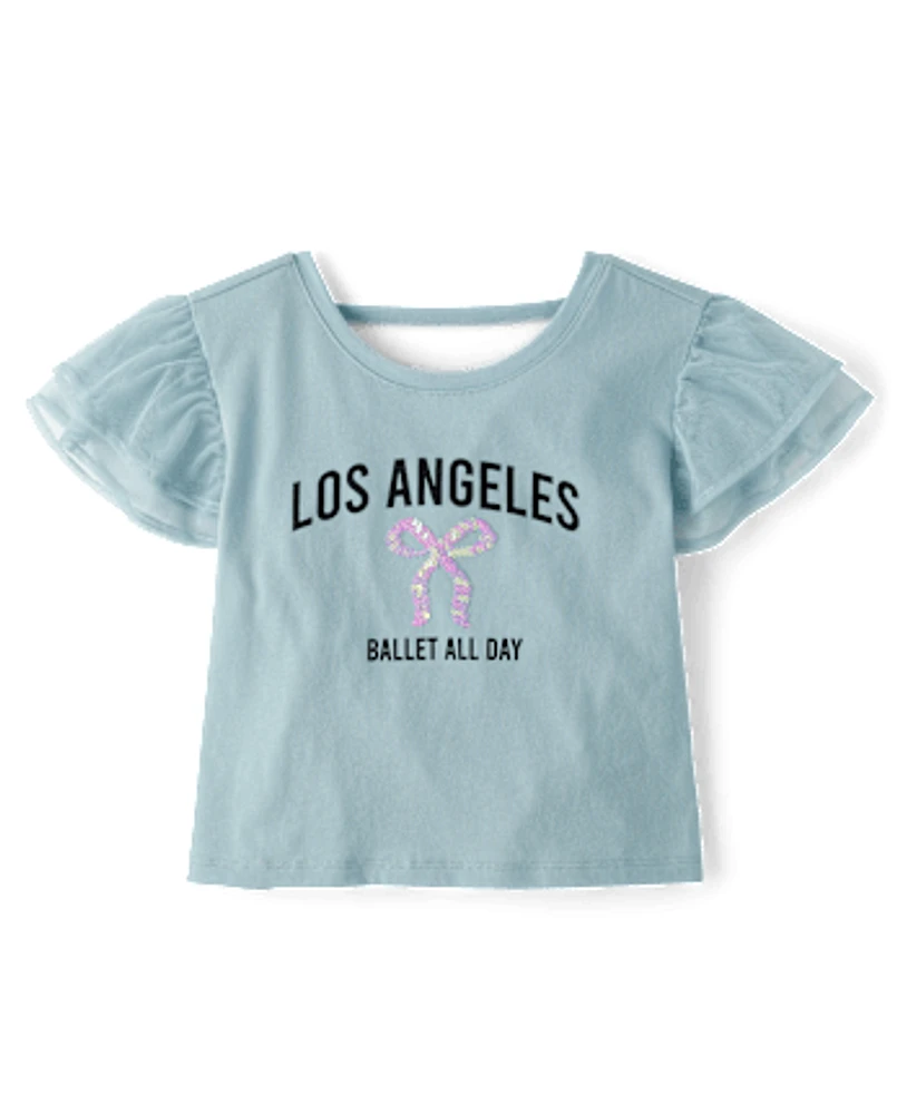 Haut à volants graphique pour fille