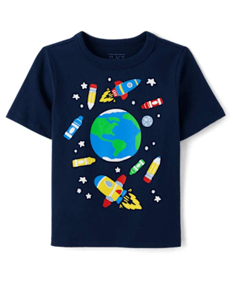 Toddler Boys Space School Supplies Graphic Tee