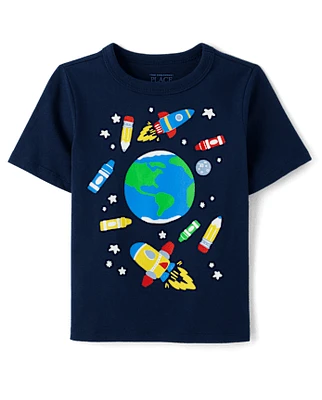 Toddler Boys Space School Supplies Graphic Tee