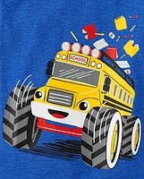 Toddler Boys Monster Truck School Bus Graphic Tee