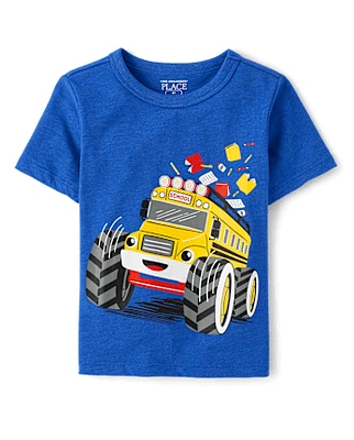 Toddler Boys Monster Truck School Bus Graphic Tee