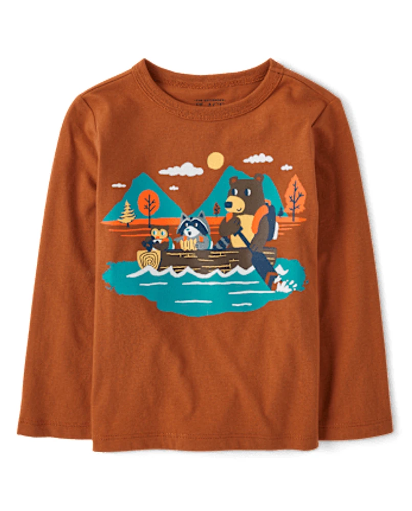 Baby And Toddler Boys Animal Boat Graphic Tee