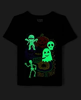 Baby And Toddler Boys Glow Halloween Doodles Graphic Tee
