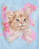 Girls Cat Heart Graphic Tee