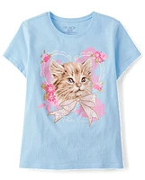 Girls Cat Heart Graphic Tee