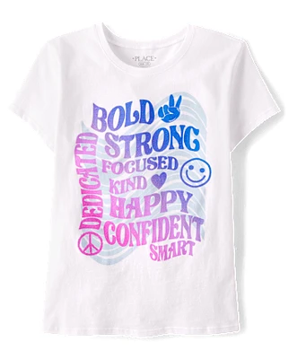 Girls Confidence Words Graphic Tee