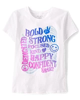 Girls Confidence Words Graphic Tee