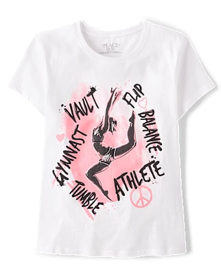 Girls Gymnast Words Graphic Tee