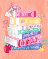 Girls Positive Book Stack Graphic Tee