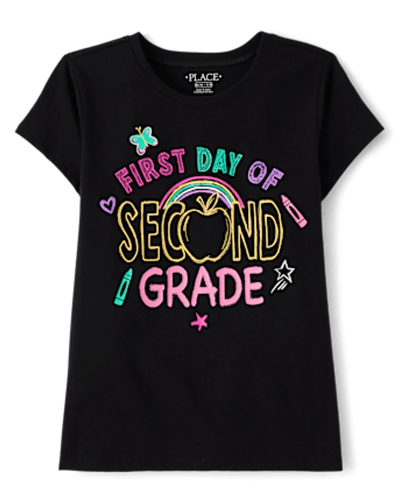 Girls First Day Second Grade Graphic Tee
