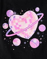 Girls Space Disco Heart Graphic Tee