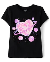 Girls Space Disco Heart Graphic Tee