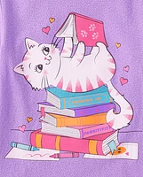 Toddler Girls Reading Cat Graphic Tee
