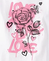 Girls Love Graffiti Rose Graphic Tee
