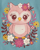 Toddler Girls Flower Owl Graphic Tee
