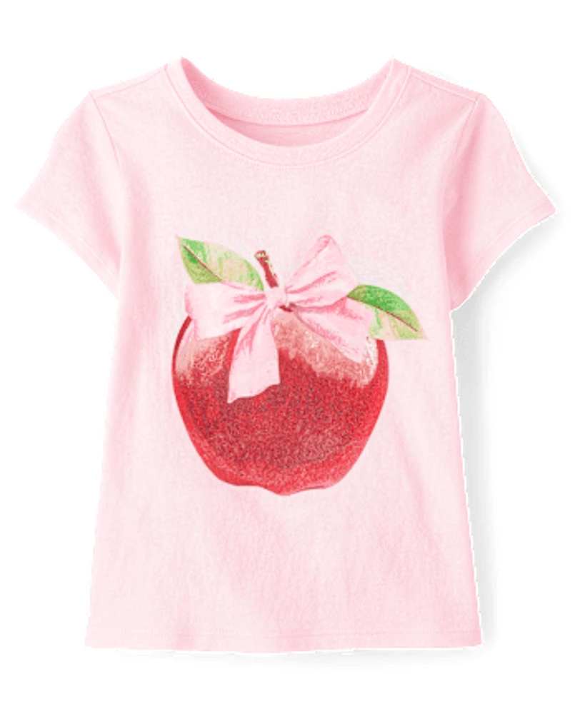 Toddler Girls Apple Bow Graphic Tee