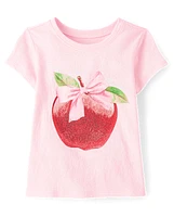 Toddler Girls Apple Bow Graphic Tee