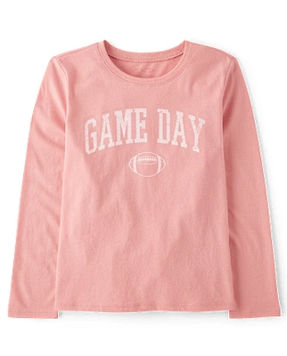 Girls Football Game Day Graphic Tee