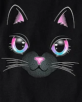 Girls Glow Cat Graphic Tee