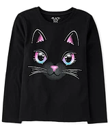 Girls Glow Cat Graphic Tee