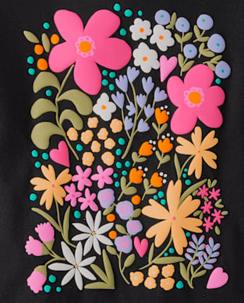 Girls Flowers Graphic Tee