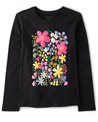 Girls Flowers Graphic Tee