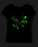 Baby And Toddler Girls Glow Butterfly Graphic Tee