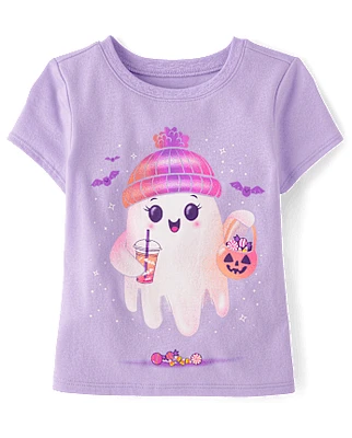 Baby And Toddler Girls Beanie Ghost Graphic Tee