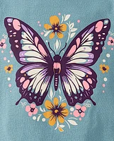 Baby And Toddler Girls Floral Butterfly Graphic Tee
