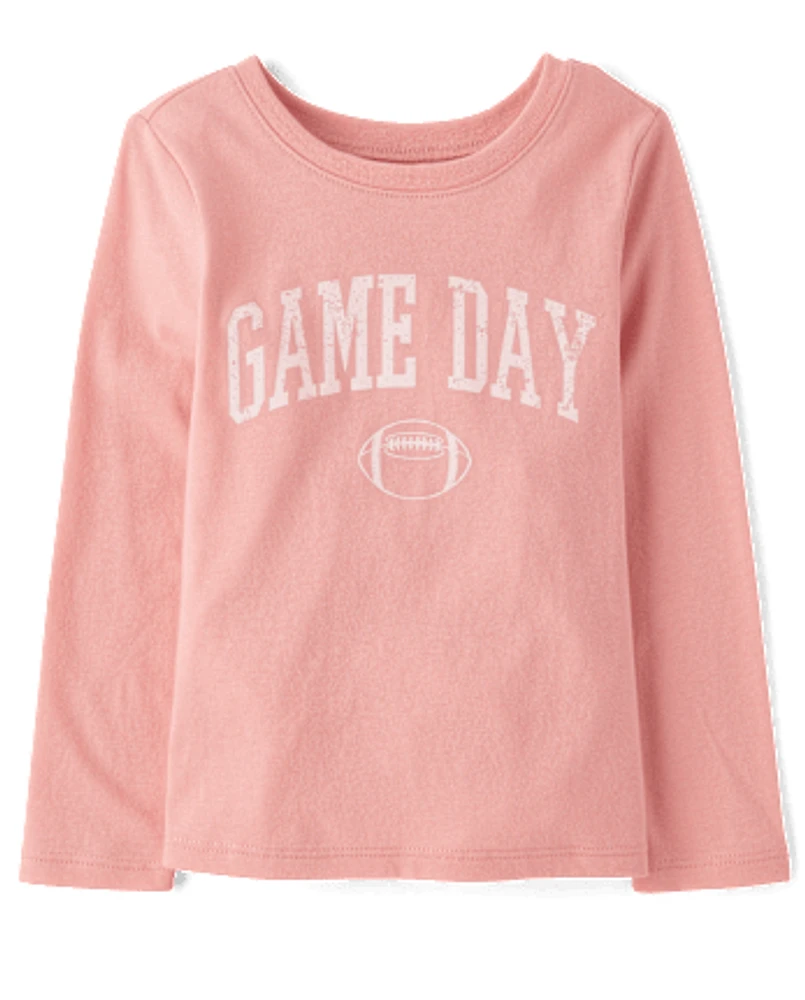 Baby And Toddler Girls Football Game Day Graphic Tee