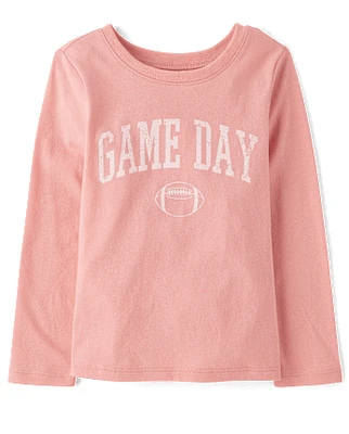 Baby And Toddler Girls Football Game Day Graphic Tee