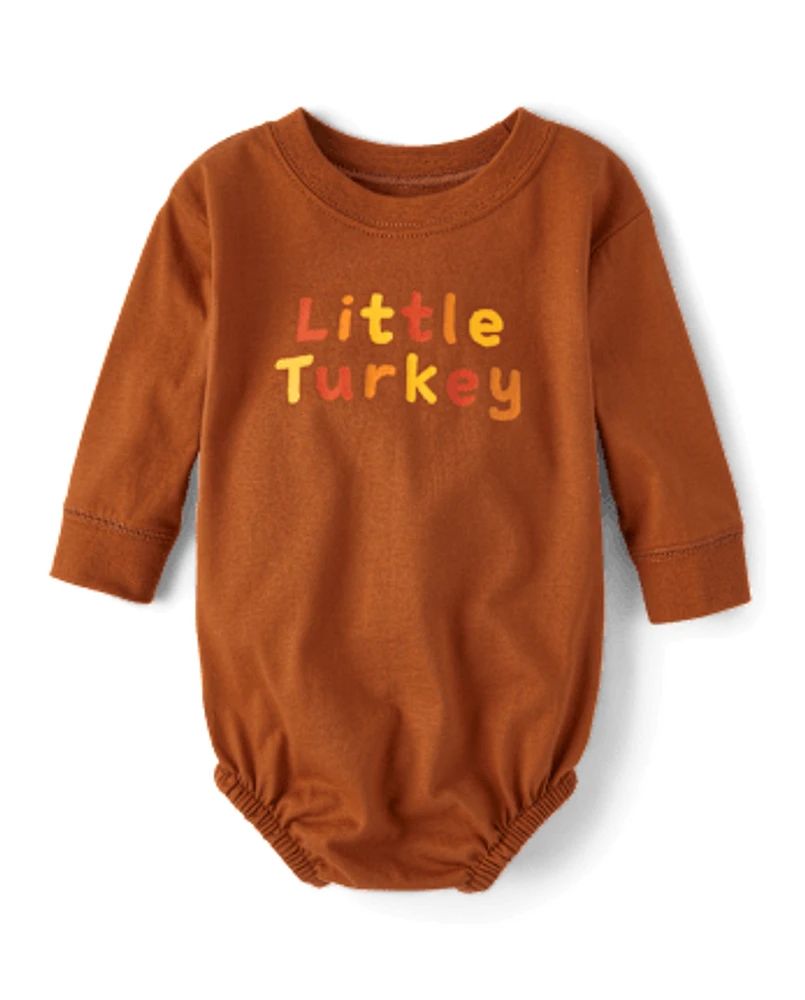 Baby Little Turkey Graphic Bubble Bodysuit