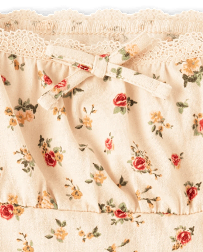 Girls Floral Babydoll Top