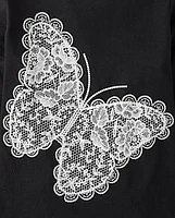Girls Lace Butterfly Graphic Tee