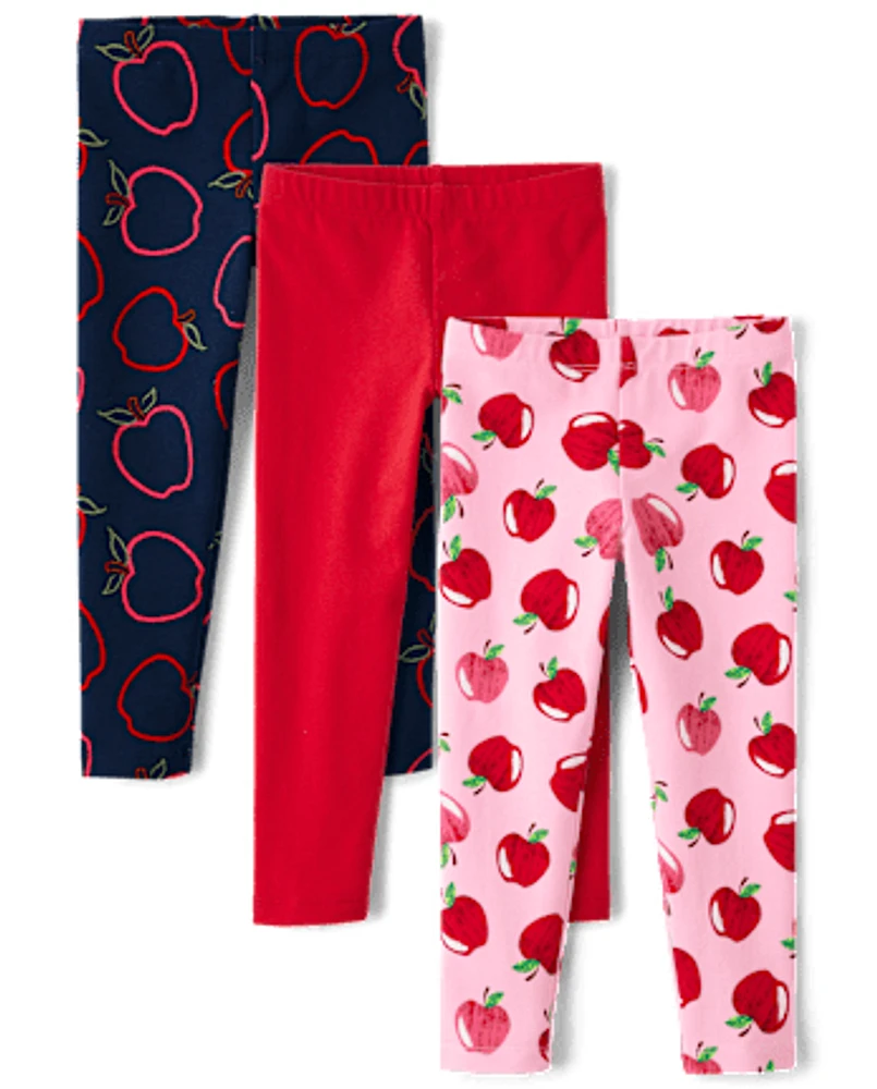 Toddler Girls Apple Leggings 3-Pack