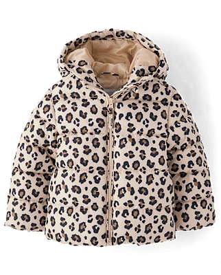 Toddler Girls Print Puffer Jacket