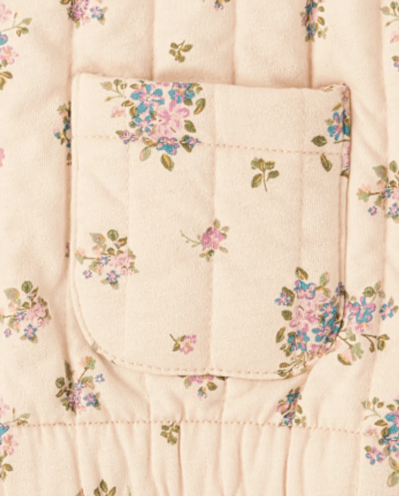 Toddler Girls Floral Quilted Jacket