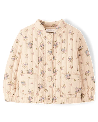Toddler Girls Floral Quilted Jacket