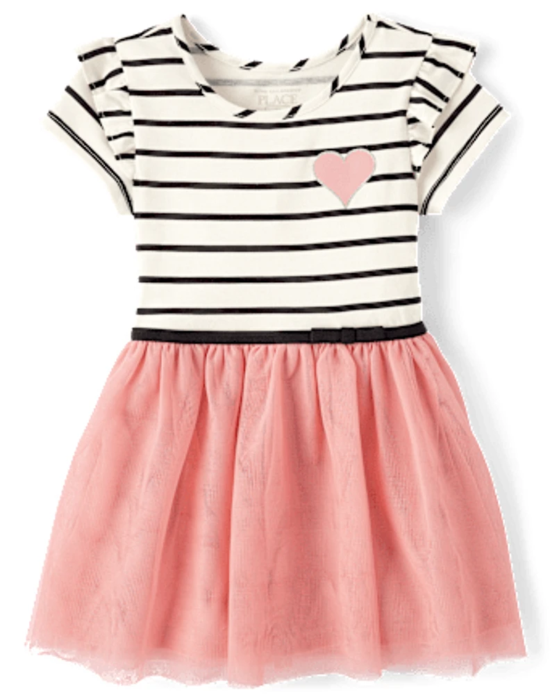 Baby And Toddler Girls Striped Heart Tutu Dress