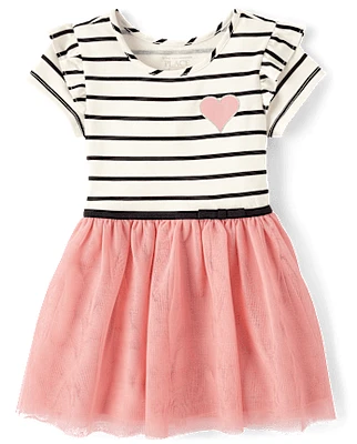 Baby And Toddler Girls Striped Heart Tutu Dress