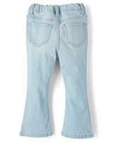 Toddler Girls Embroidered Bow High Rise Flare Jeans