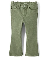 Toddler Girls Garment Dyed High Rise Flare Jeans