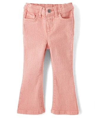 Toddler Girls Garment Dyed High Rise Flare Jeans