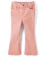 Toddler Girls Garment Dyed High Rise Flare Jeans